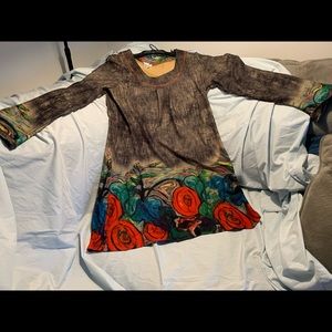 X-Large painted long sleeve shift dress